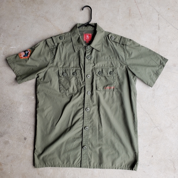 Lrg Other - LRG Woven S/S Military Green Shirt Mens Size L